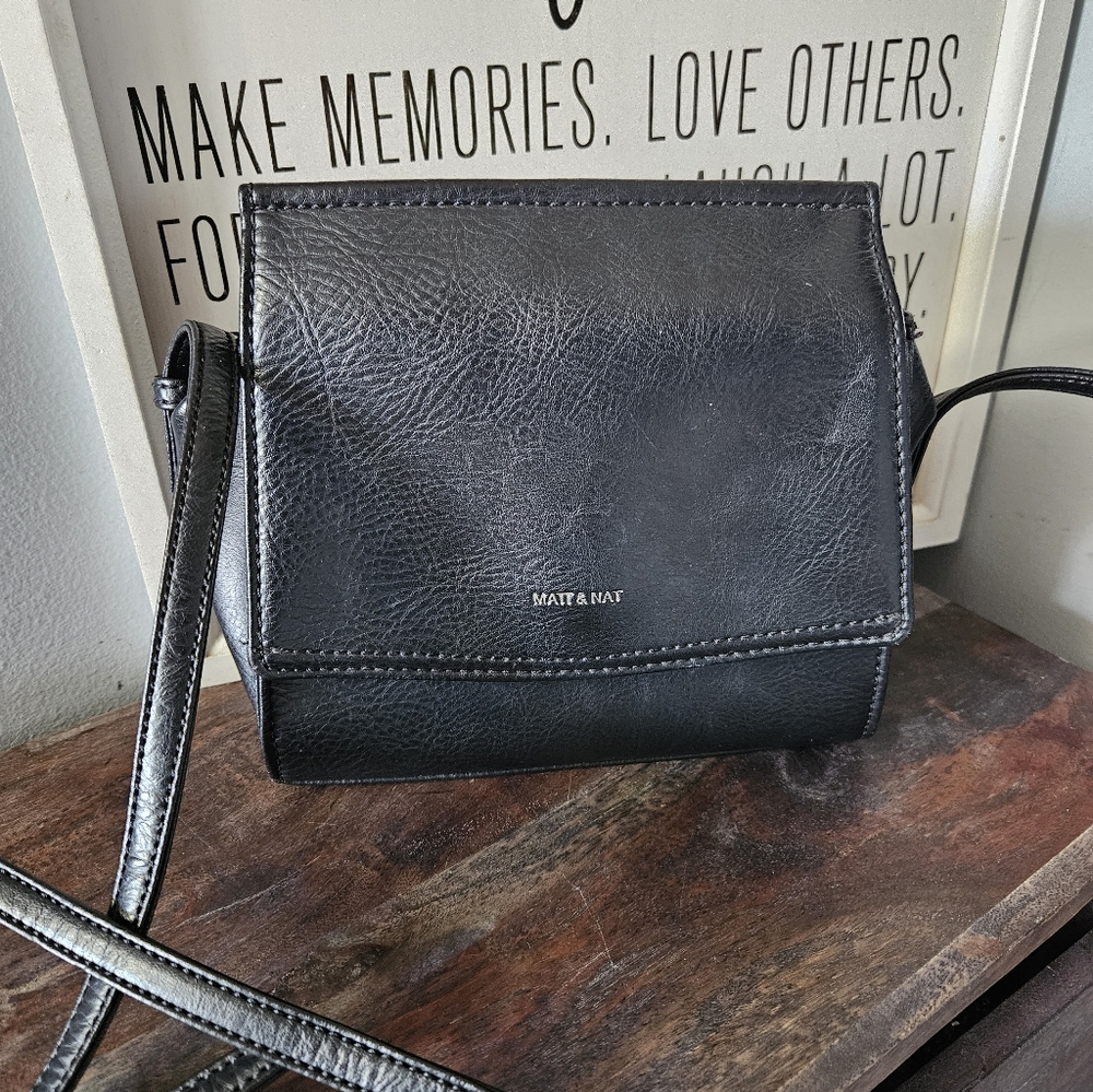 Matt & Nat Black Vegan Leather Crossbody Bag